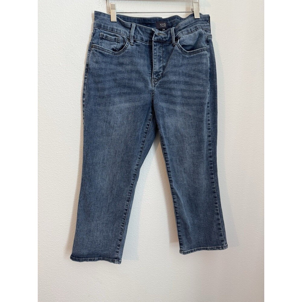 NYDJ Womens Capri Jeans Petite Size 10P Marilyn Straight Stretch Washed Blue